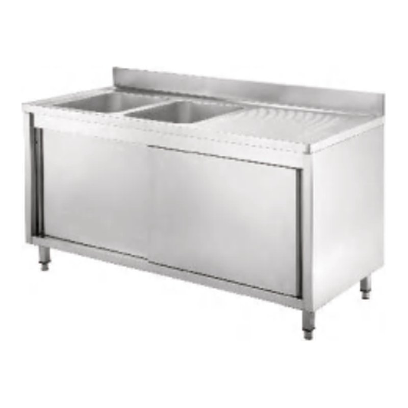 Double Sink with Cabinet & Draining Board